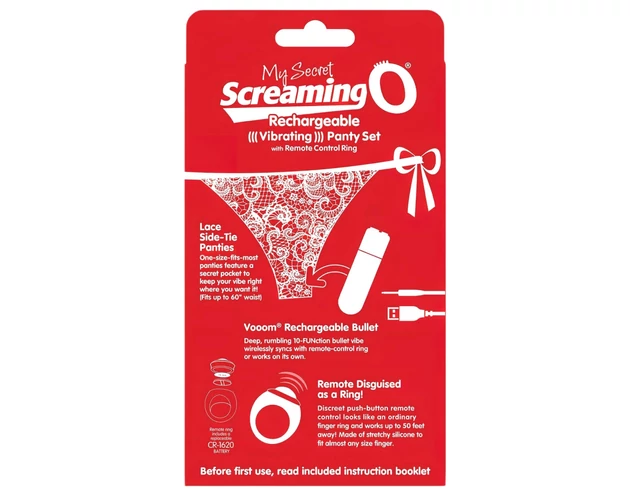 Screaming O Panty Set - vibrációs tanga - piros (S-L)