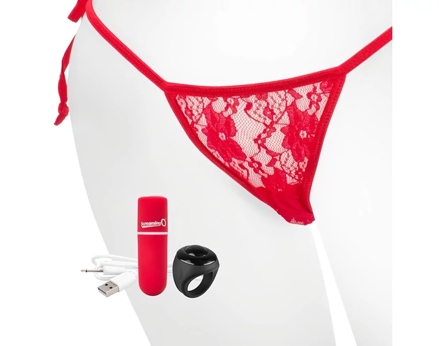 Screaming O Panty Set - vibrációs tanga - piros (S-L)
