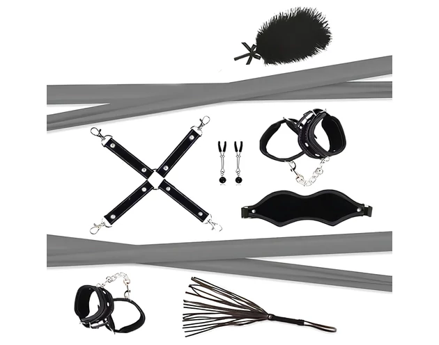 RS Soiree Kinky Me Softly - BDSM kötöző szett - fekete (7 részes)
