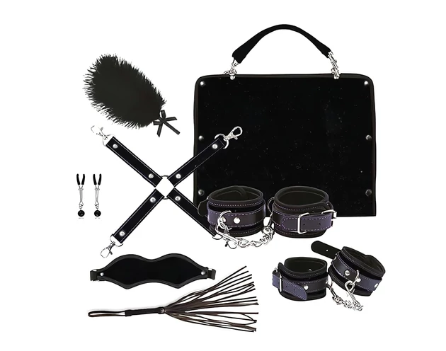 RS Soiree Kinky Me Softly - BDSM kötöző szett - fekete (7 részes)