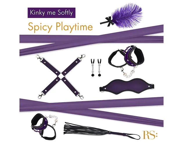 RS Soiree Kinky Me Softly - BDSM kötöző szett - lila (7 részes)