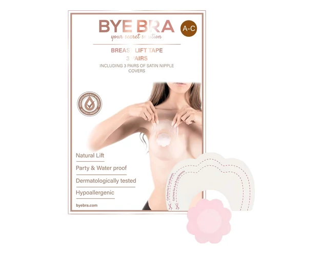 Bye Bra A-C - láthatatlan mellemelő tapasz - pink (3 pár)