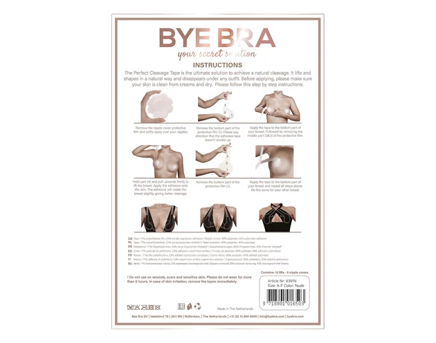 Bye Bra Perfect A-F - láthatatlan mellemelő tapasz - nude (6 pár)