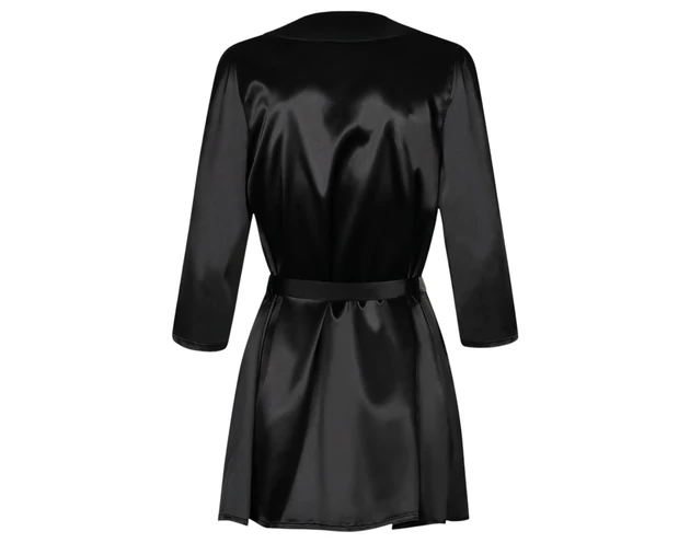 Obsessive Satinia Robe - szatén köntös szett (fekete)