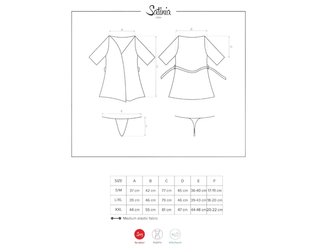 Obsessive Satinia Robe - szatén köntös szett (fekete)