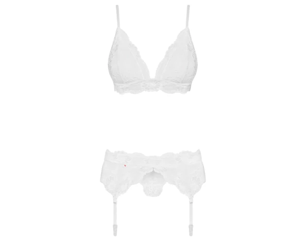 Obsessive 810-SEG-2 - csipke fehérnemű szett (fehér)