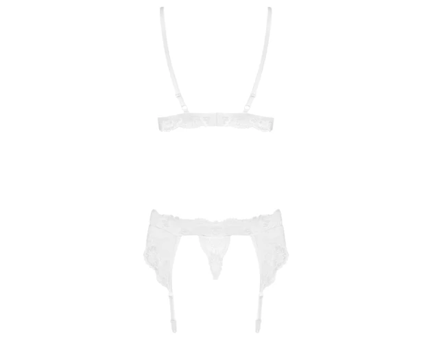 Obsessive 810-SEG-2 - csipke fehérnemű szett (fehér)