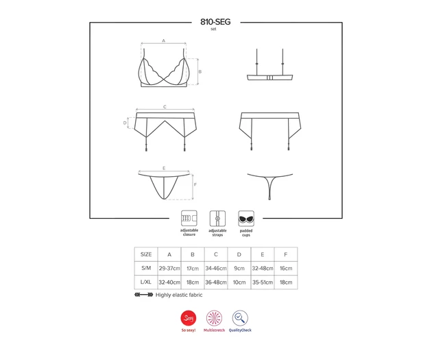 Obsessive 810-SEG-2 - csipke fehérnemű szett (fehér)