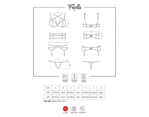 Obsessive Frivolla - pikáns csipke fehérnemű szett (fekete)