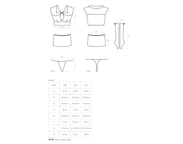 Obsessive Student - diáklány jelmez szett (5 részes)