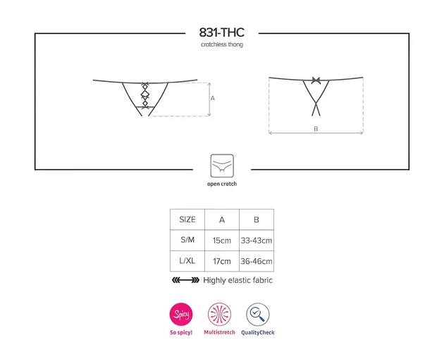 Obsessive 831-THC-1 - apró masnis nyitott csipke tanga (fekete)
