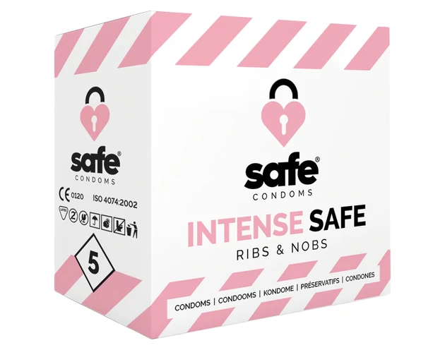 SAFE Intense Safe - bordázott-pontozott óvszer (5db)