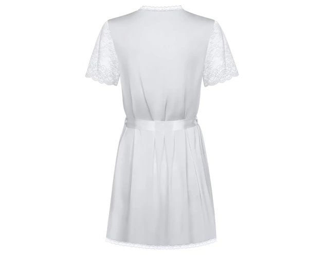 Obsessive Miamor Robe - csipkés ujjú köntös és tanga (fehér)