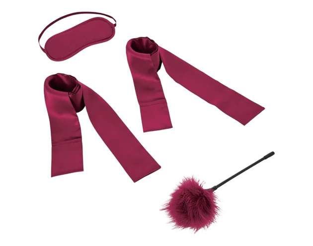 S&M - szatén kezdő kötöző szett (piros) - 4 részes