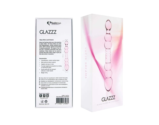 FEELZTOYS GLAZZZ Lucid Dreams - gyöngyös üveg dildó (pink)