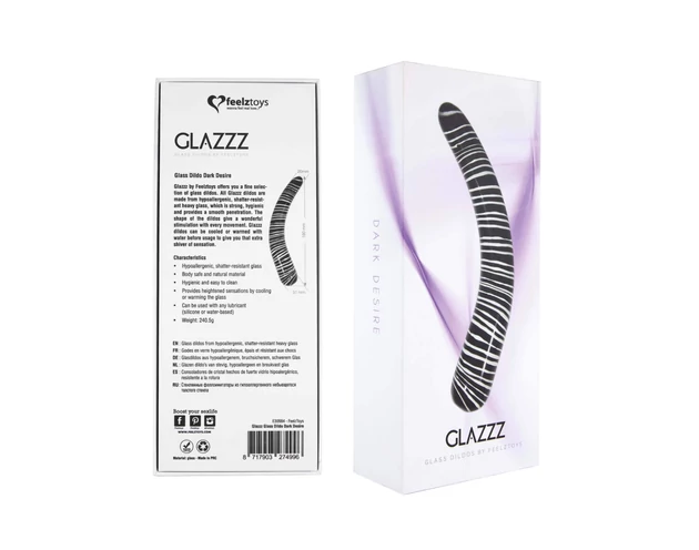 FEELZTOYS GLAZZZ Dark Desire - íves üveg dildó (fekete)