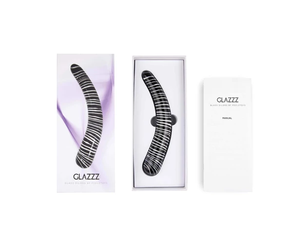 FEELZTOYS GLAZZZ Dark Desire - íves üveg dildó (fekete)