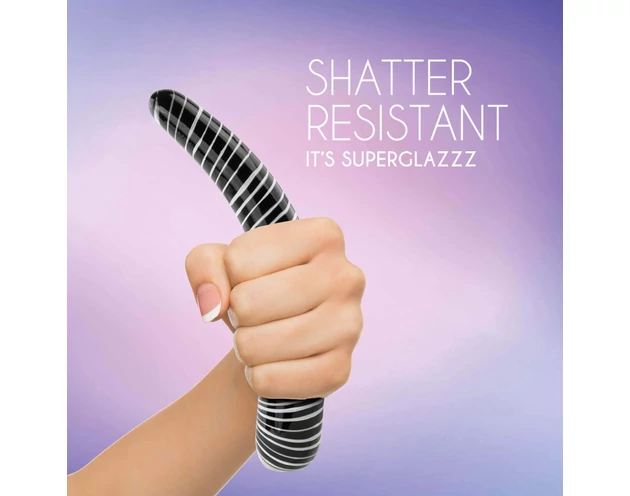 FEELZTOYS GLAZZZ Dark Desire - íves üveg dildó (fekete)