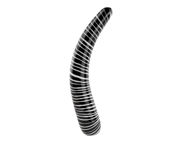 FEELZTOYS GLAZZZ Dark Desire - íves üveg dildó (fekete)