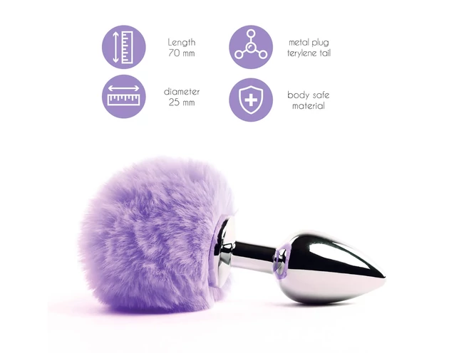 FEELZTOYS - fém anál plug nyuszifarokkal (ezüst-lila)