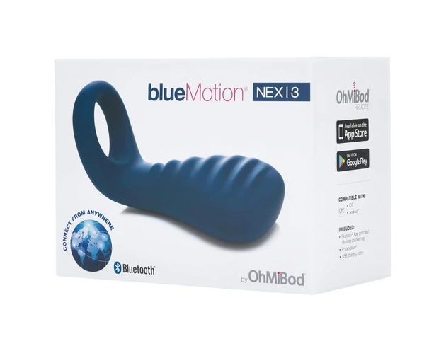 OHMIBOD Bluemotion Nex 3 - okos, vibrációs péniszgyűrű (kék)