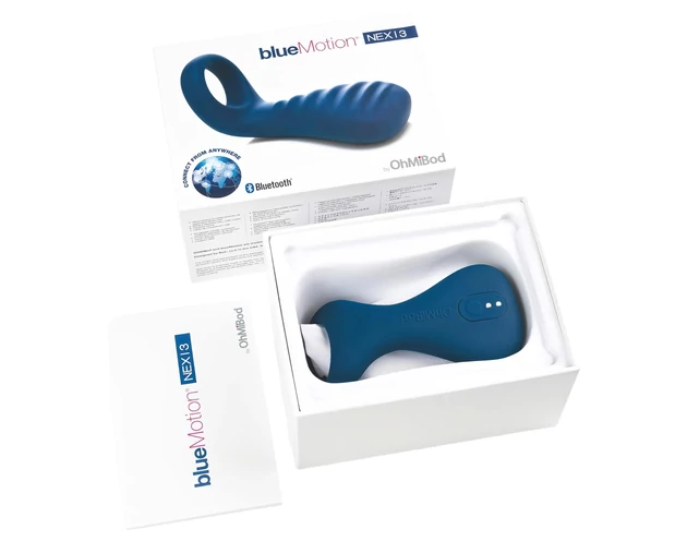 OHMIBOD Bluemotion Nex 3 - okos, vibrációs péniszgyűrű (kék)