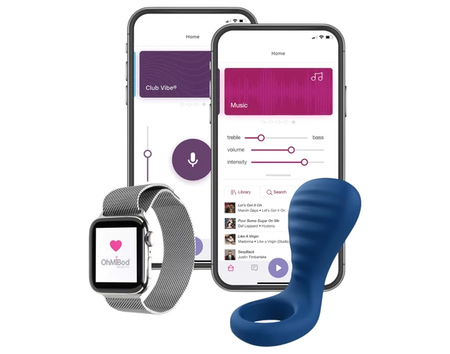 OHMIBOD Bluemotion Nex 3 - okos, vibrációs péniszgyűrű (kék)