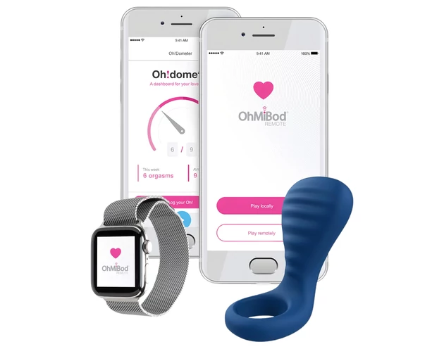 OHMIBOD Bluemotion Nex 3 - okos, vibrációs péniszgyűrű (kék)