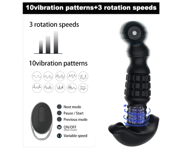 Aixiasia Abake - forgó anál vibrátor (fekete)