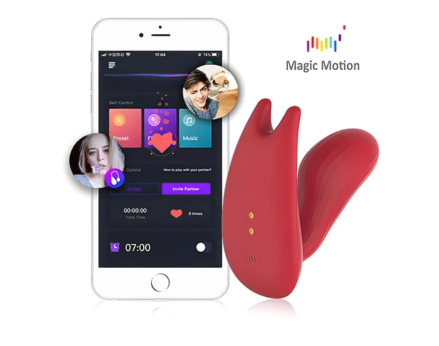 Magic Motion Umi - okos, akkus felcsatolható vibrátor (piros)