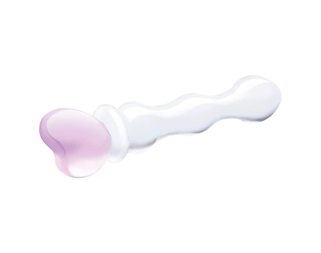 GLAS - szíves üveg dildó (átlátszó)