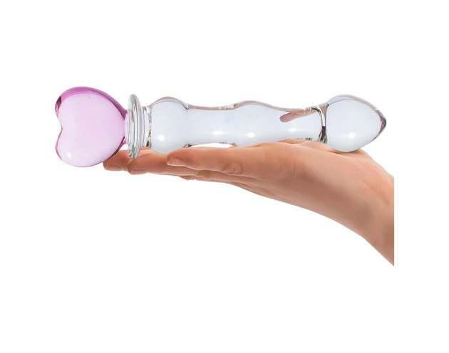 GLAS - szíves üveg dildó (átlátszó)