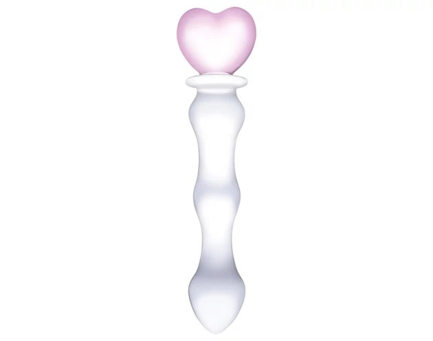 GLAS - szíves üveg dildó (átlátszó)