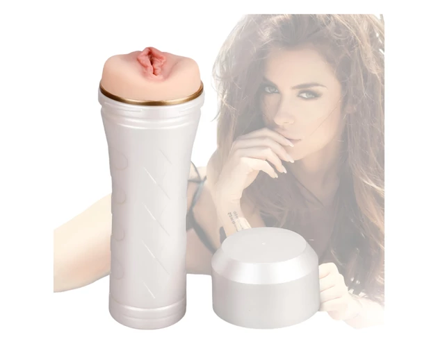 Tracy's Dog 3D Stroker - élethű műpunci tokban (fehér-natúr)