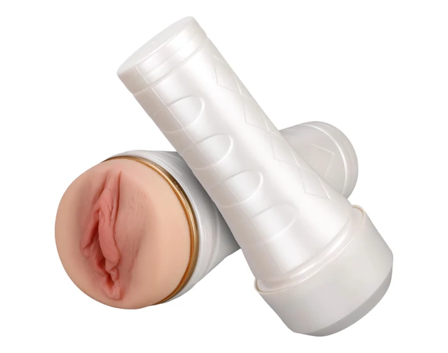 Tracy's Dog 3D Stroker - élethű műpunci tokban (fehér-natúr)